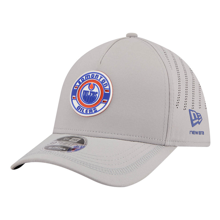 Edmonton Oilers New Era Grey Patch 39THIRTY M-Crown Flex Hat