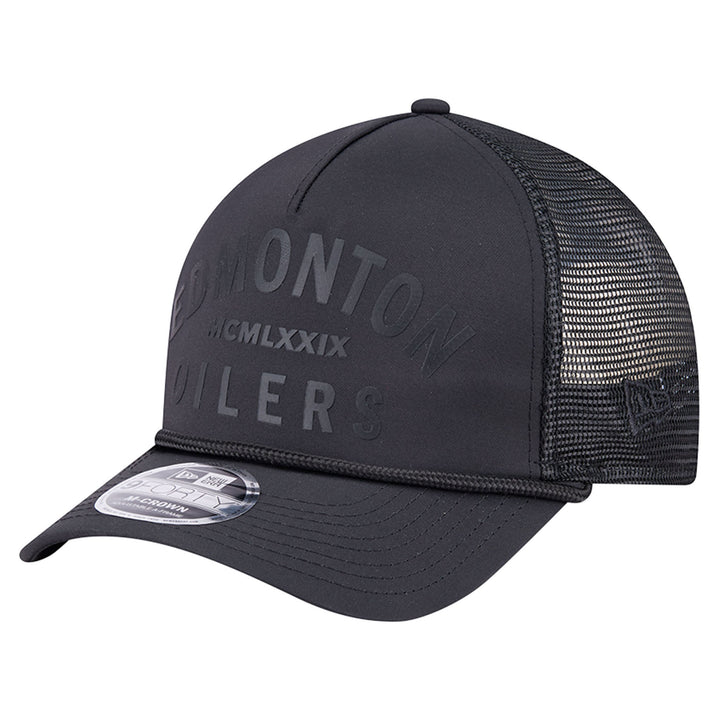 Edmonton Oilers New Era Minimalist Black 9FORTY A-Frame Snapback Hat