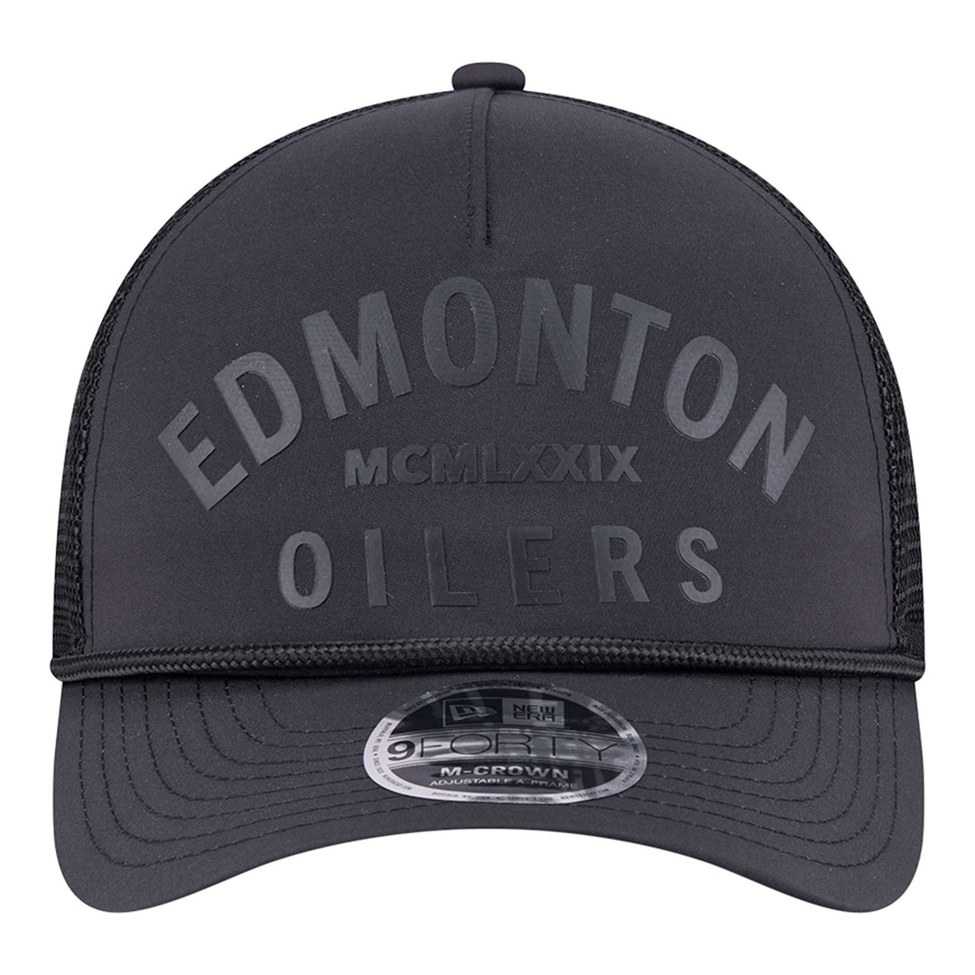 Edmonton Oilers New Era Minimalist Black 9FORTY A-Frame Snapback Hat