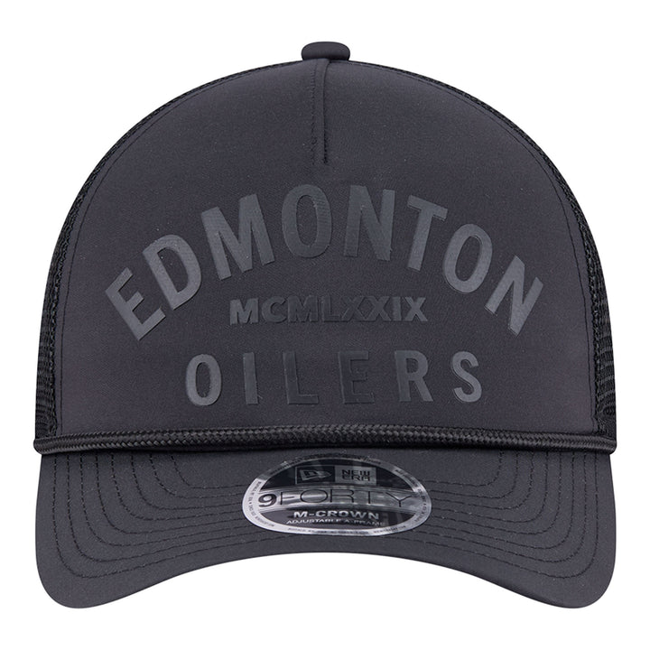 Edmonton Oilers New Era Minimalist Black 9FORTY A-Frame Snapback Hat