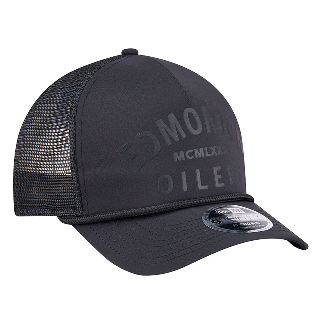Edmonton Oilers New Era Minimalist Black 9FORTY A-Frame Snapback Hat