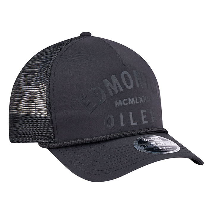 Edmonton Oilers New Era Minimalist Black 9FORTY A-Frame Snapback Hat