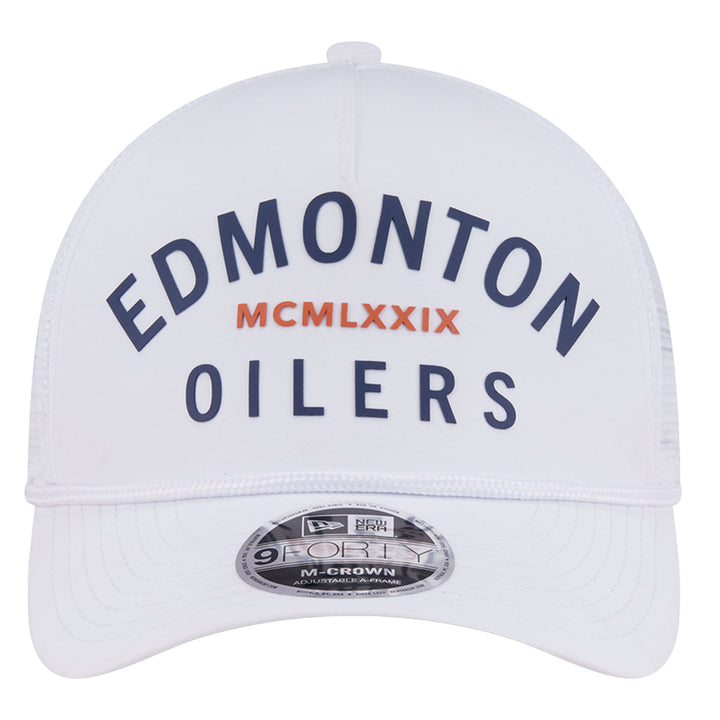 Edmonton Oilers New Era Minimalist White 9FORTY A-Frame Snapback Hat