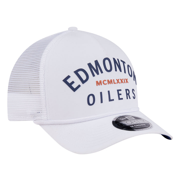 Edmonton Oilers New Era Minimalist White 9FORTY A-Frame Snapback Hat