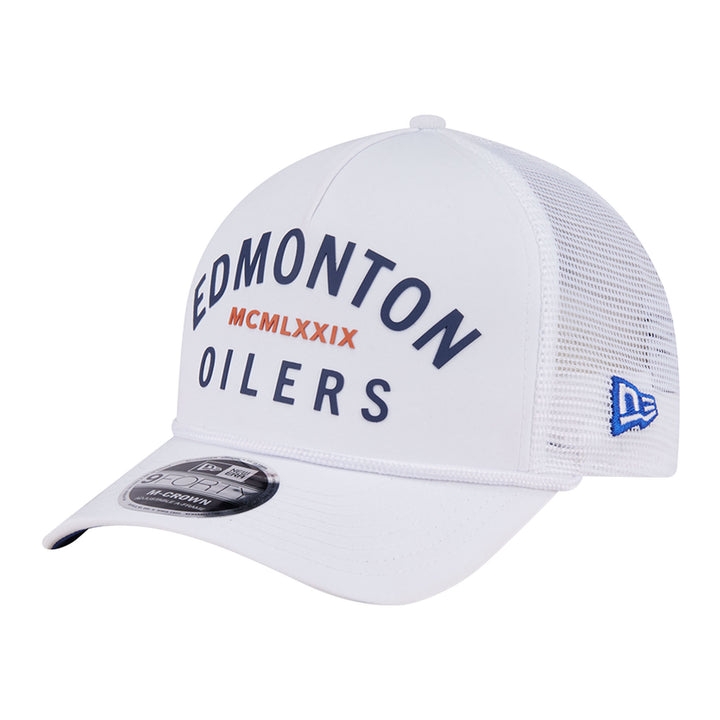 Edmonton Oilers New Era Minimalist White 9FORTY A-Frame Snapback Hat