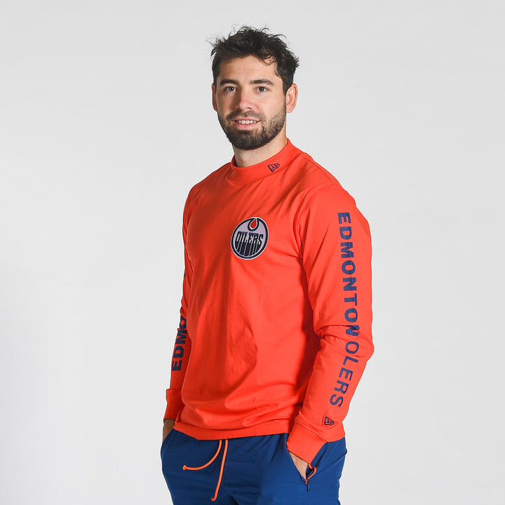 Edmonton Oilers New Era Mock Fleece Orange Long Sleeve Shirt