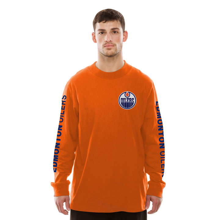 Edmonton Oilers New Era Mock Fleece Orange Long Sleeve Shirt