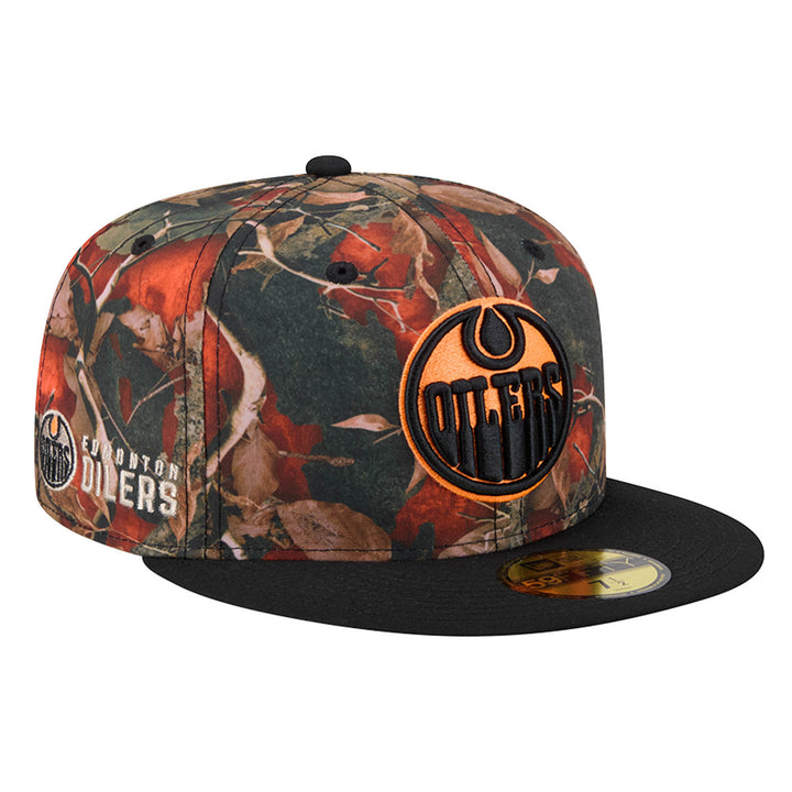 Edmonton Oilers New Era Orange Leaves 59FIFTY Fitted Hat