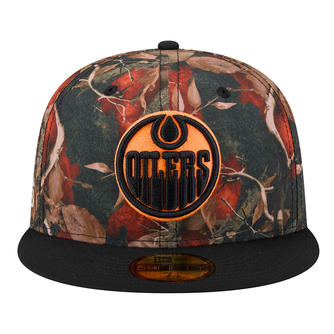 Edmonton Oilers New Era Orange Leaves 59FIFTY Fitted Hat