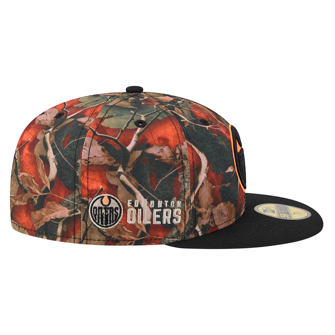 Edmonton Oilers New Era Orange Leaves 59FIFTY Fitted Hat