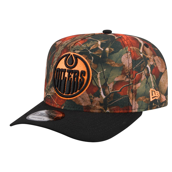 Edmonton Oilers New Era Orange Leaves 9FIFTY A-Frame Snapback Hat