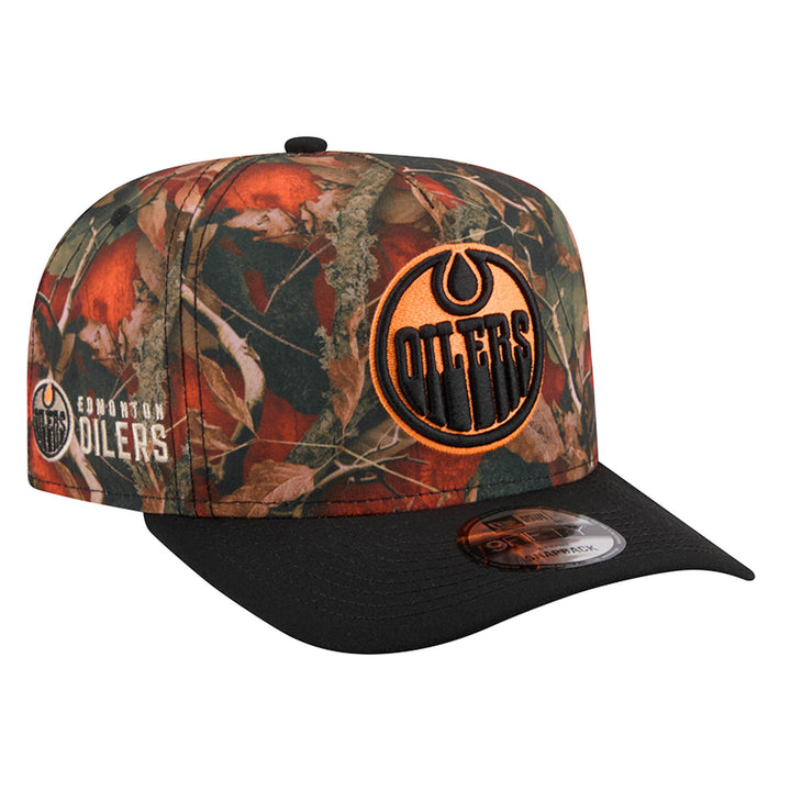 Edmonton Oilers New Era Orange Leaves 9FIFTY A-Frame Snapback Hat