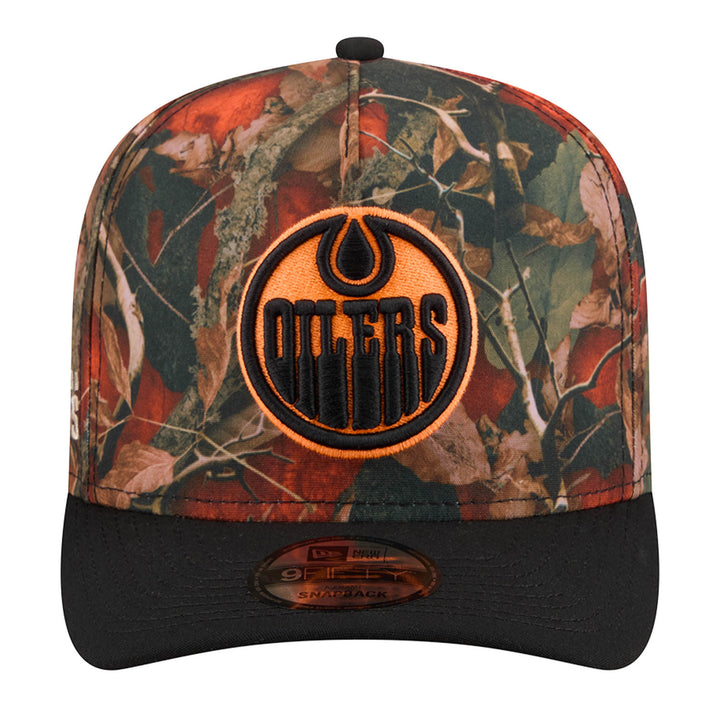Edmonton Oilers New Era Orange Leaves 9FIFTY A-Frame Snapback Hat
