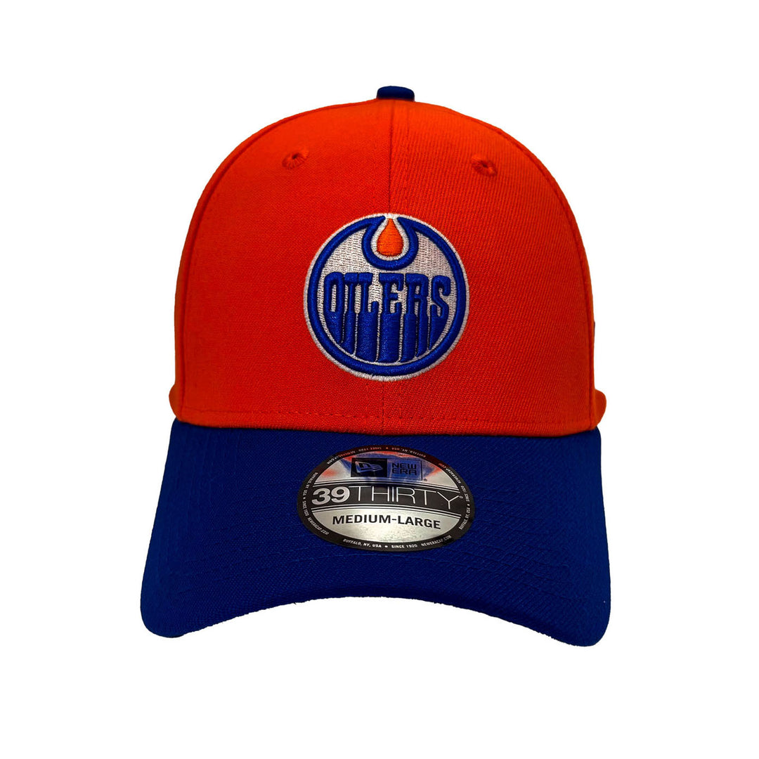 Edmonton Oilers New Era Orange & Royal 39THIRTY Flex Hat