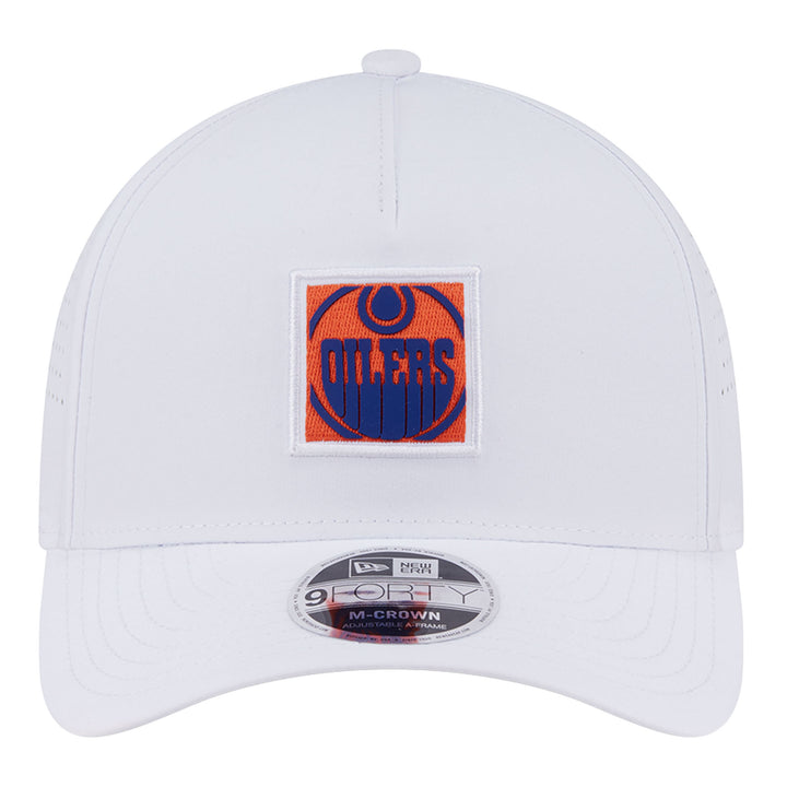Edmonton Oilers New Era Patch White 9FORTY A-Frame Snapback Hat