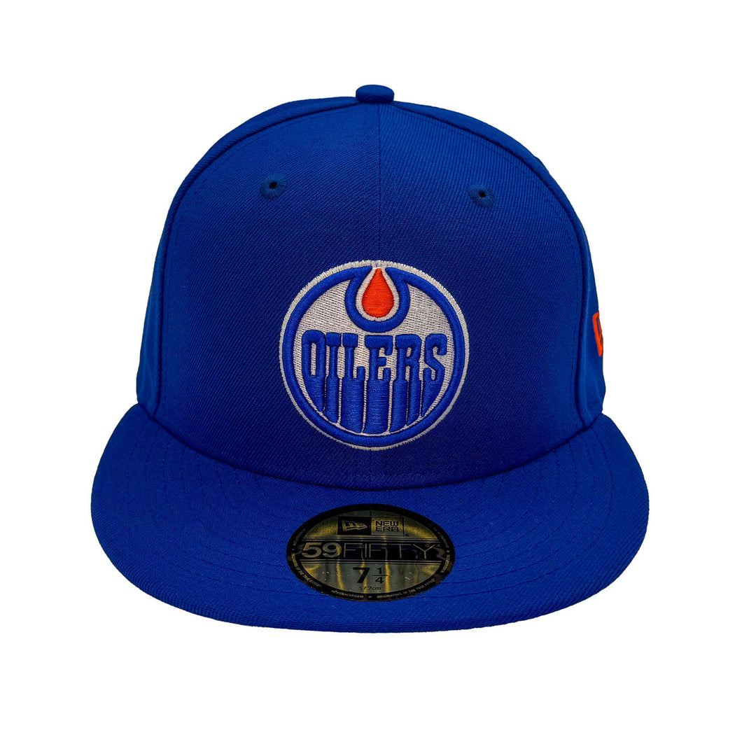 Edmonton Oilers New Era Royal 59FIFTY Primary Logo Fitted Hat w/ Wordmark
