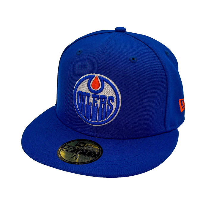 Edmonton Oilers New Era Royal 59FIFTY Primary Logo Fitted Hat w/ Wordmark