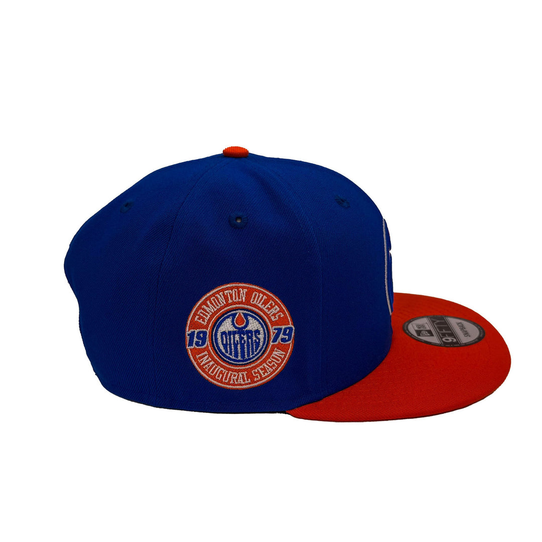 Edmonton Oilers New Era Royal & Orange 9FIFTY Inaugural Season Patch Snapback Hat