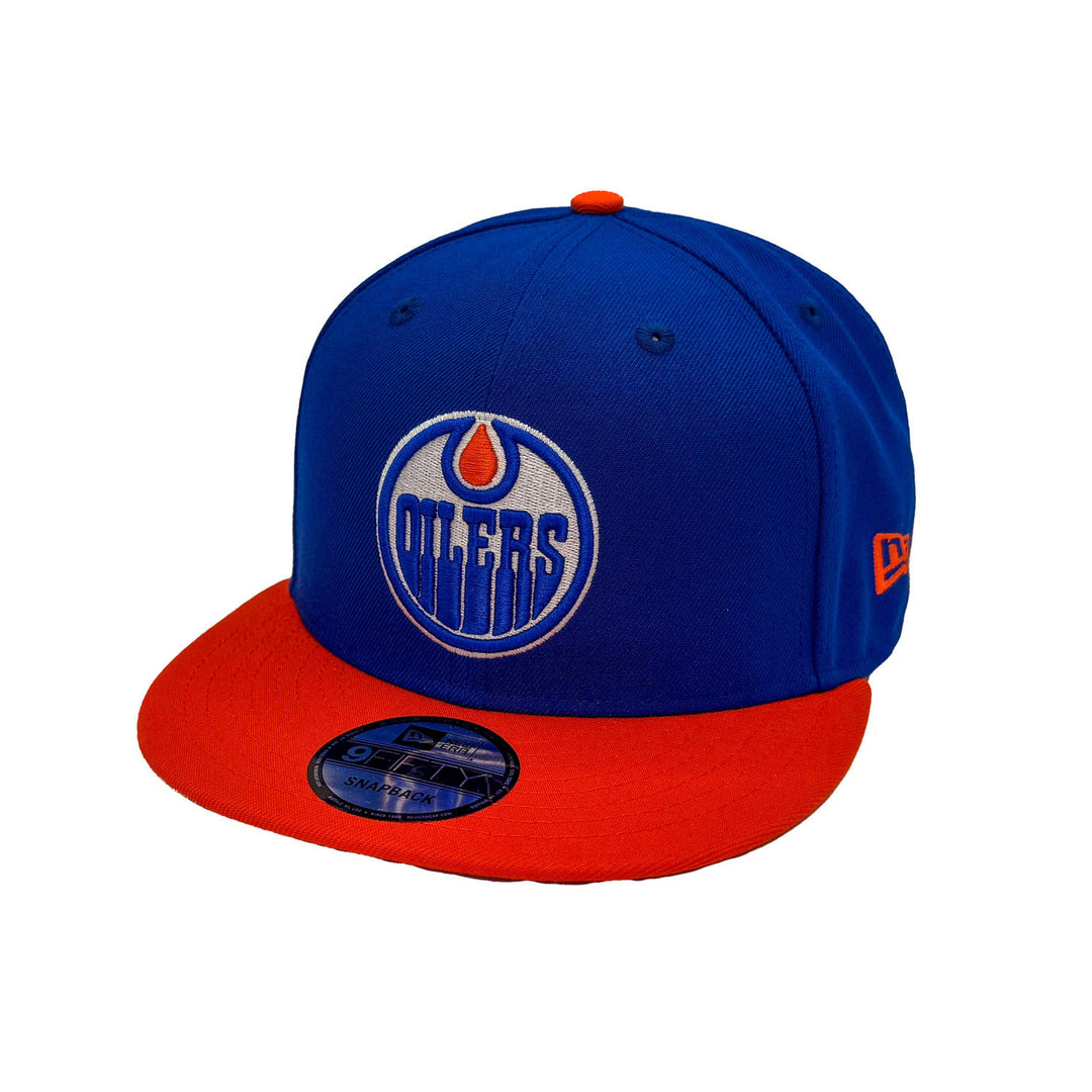 Edmonton Oilers New Era Royal & Orange 9FIFTY Inaugural Season Patch Snapback Hat