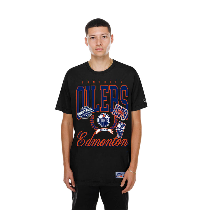 Edmonton Oilers New Era Static Black Graphic T-Shirt