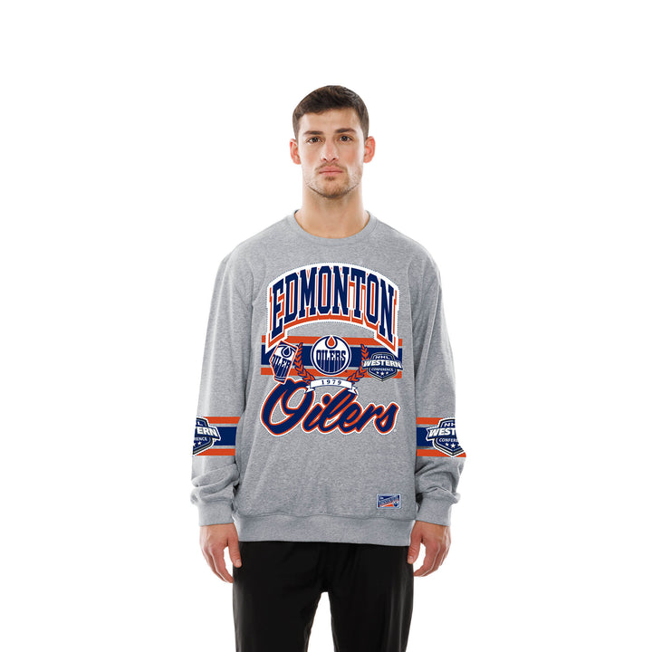 Edmonton Oilers New Era Static Grey Crewneck Sweatshirt