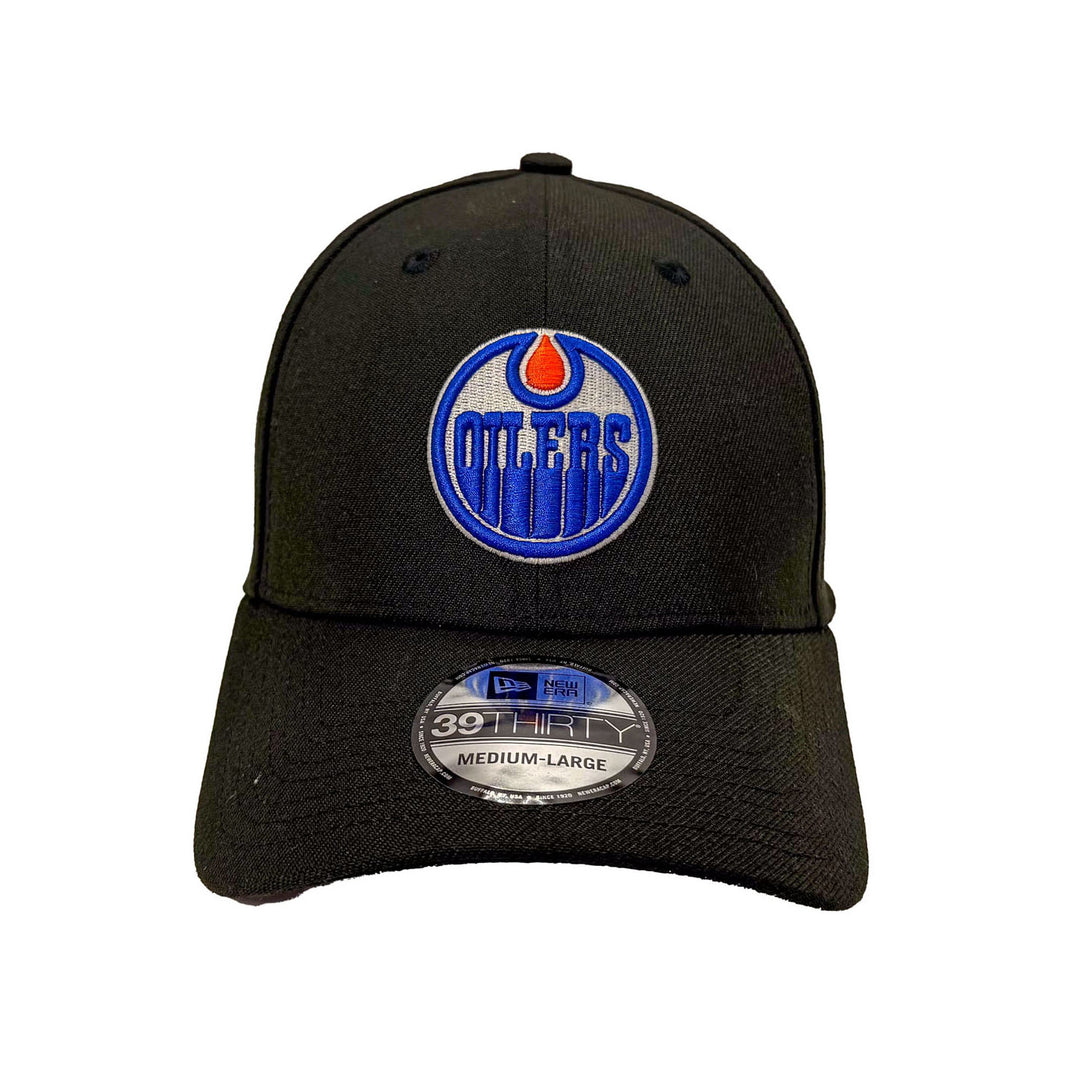 Edmonton Oilers New Era Black 39THIRTY Primary Logo Flex Hat