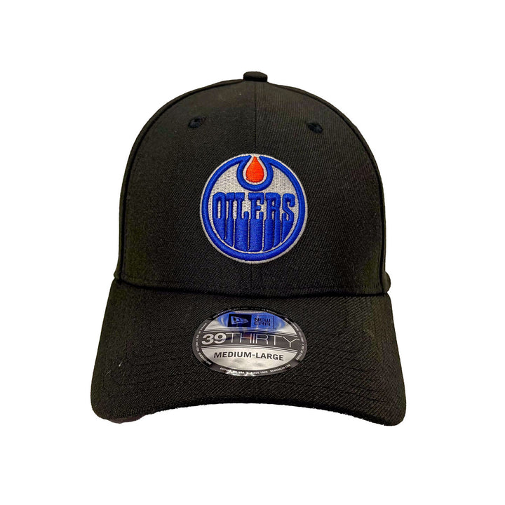 Edmonton Oilers New Era Black 39THIRTY Primary Logo Flex Hat