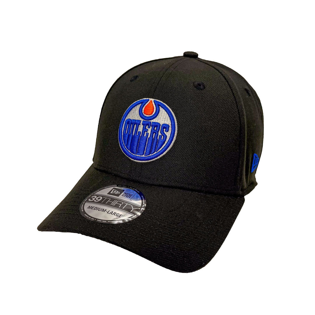 Edmonton Oilers New Era Black 39THIRTY Primary Logo Flex Hat