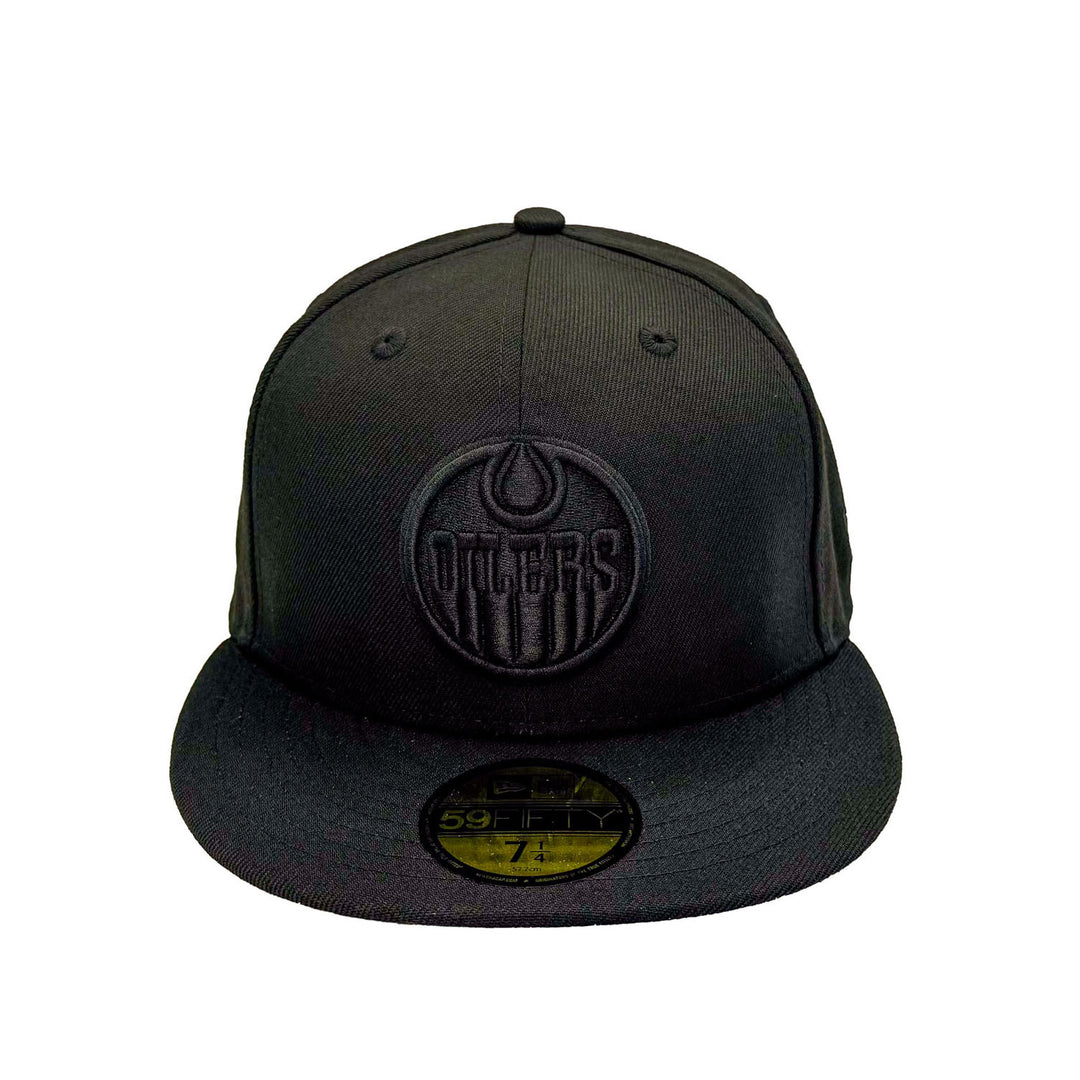 Edmonton Oilers New Era Tonal Black 59FIFTY Fitted Logo Hat w/ Wordmark