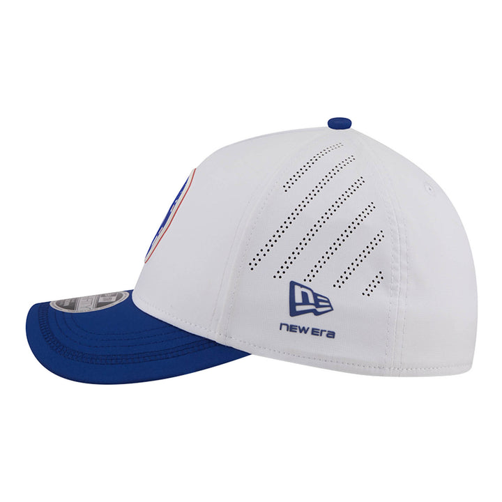 Edmonton Oilers New Era White & Blue Patch 39THIRTY M-Crown Flex Hat