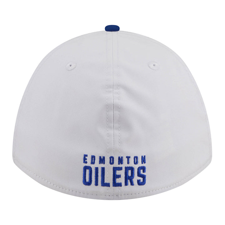 Edmonton Oilers New Era White & Blue Patch 39THIRTY M-Crown Flex Hat