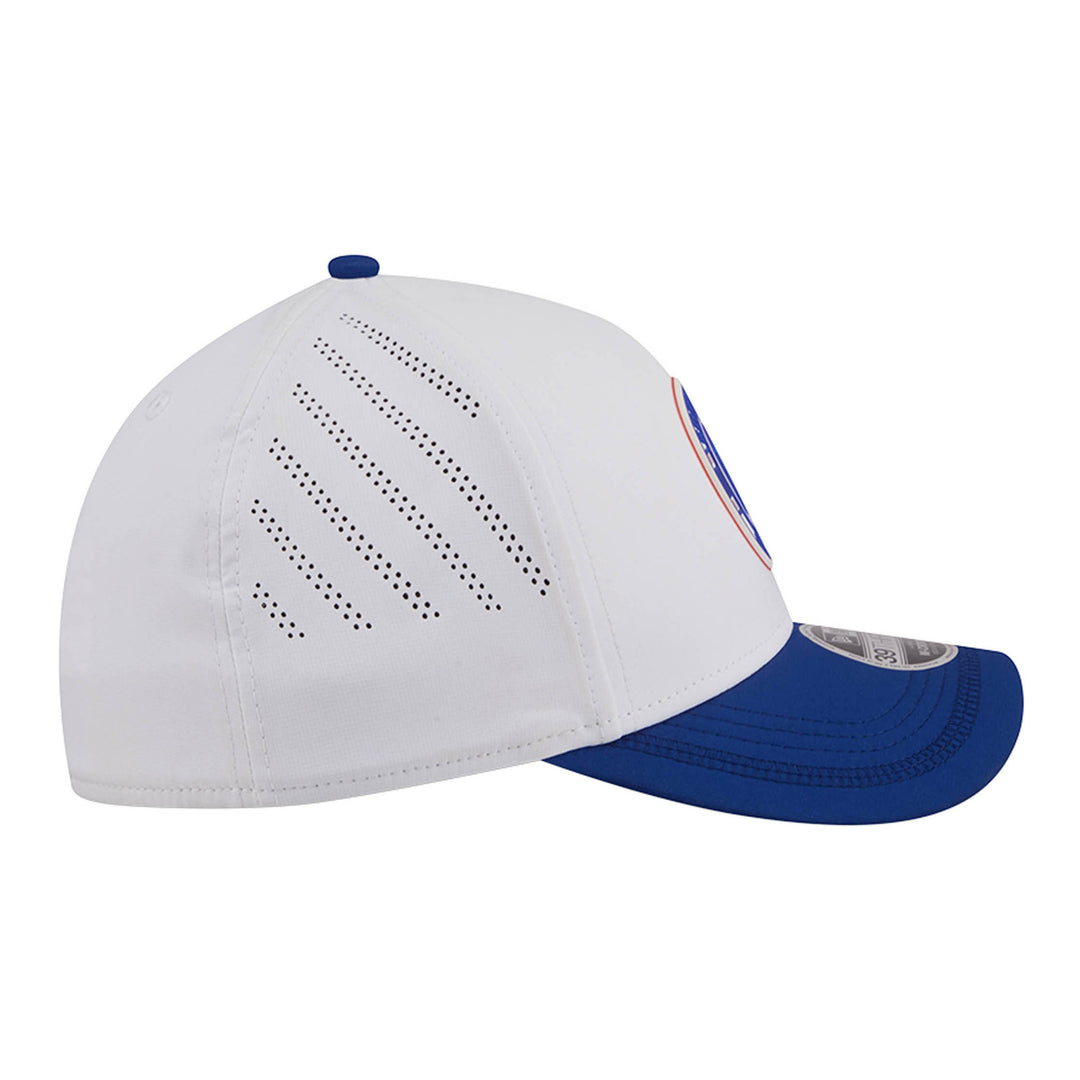 Edmonton Oilers New Era White & Blue Patch 39THIRTY M-Crown Flex Hat