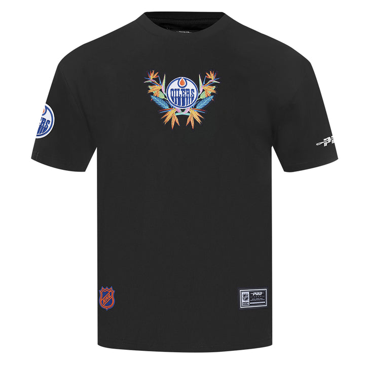Edmonton Oilers Pro Standard Birds of Paradise Black Drop Shoulder T-Shirt