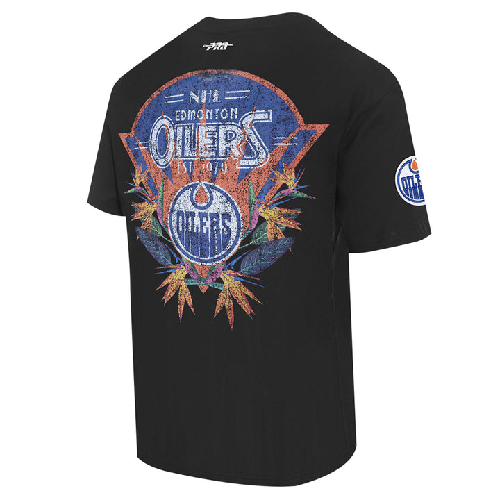 Edmonton Oilers Pro Standard Birds of Paradise Black Drop Shoulder T-Shirt
