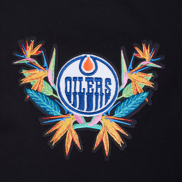 Edmonton Oilers Pro Standard Birds of Paradise Black Drop Shoulder T-Shirt