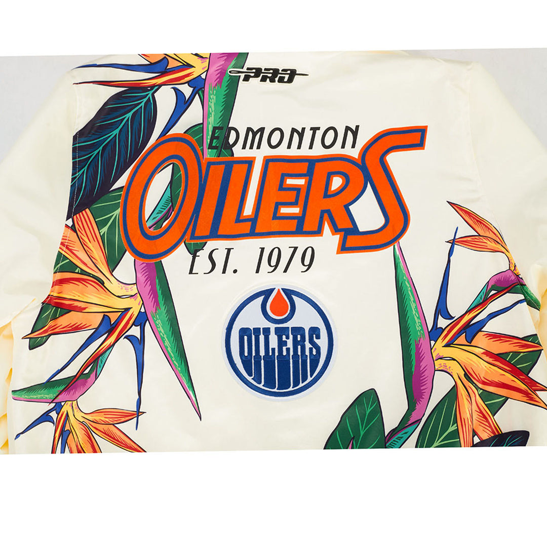 Edmonton Oilers Pro Standard Birds of Paradise Cream Full-Snap Jacket