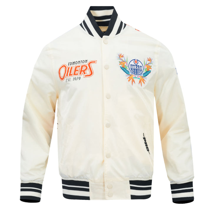 Edmonton Oilers Pro Standard Birds of Paradise Cream Full-Snap Jacket