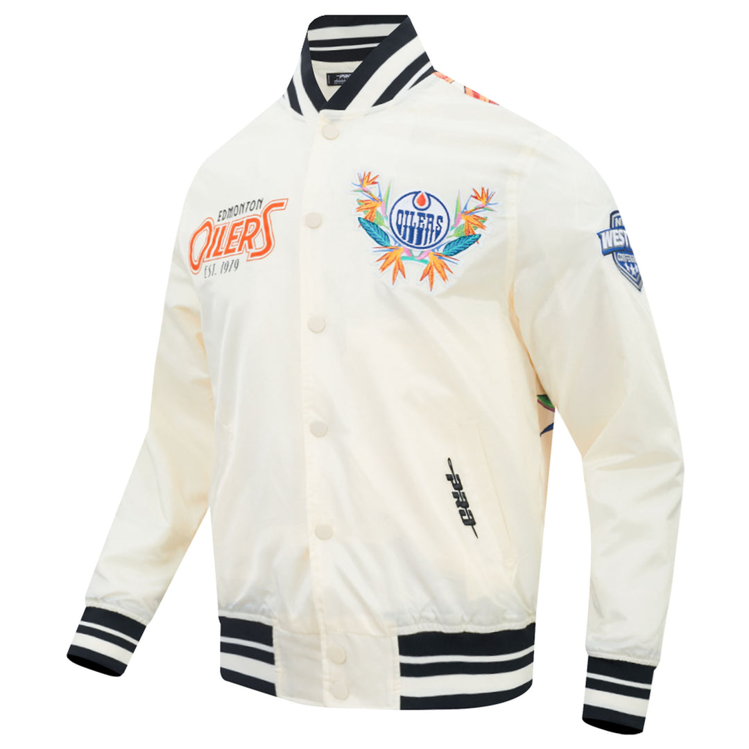 Edmonton Oilers Pro Standard Birds of Paradise Cream Full-Snap Jacket