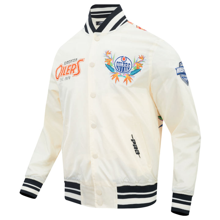 Edmonton Oilers Pro Standard Birds of Paradise Cream Full-Snap Jacket