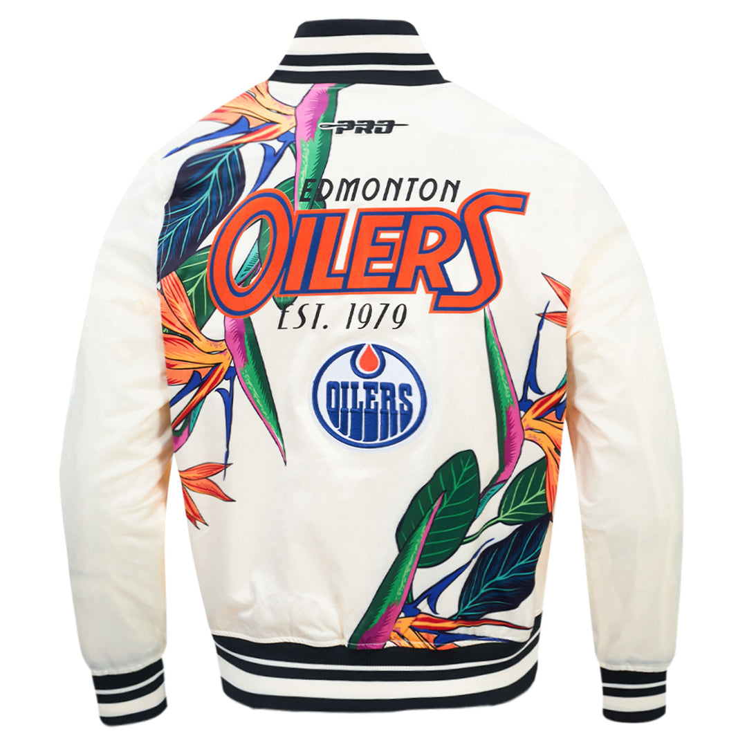 Edmonton Oilers Pro Standard Birds of Paradise Cream Full-Snap Jacket