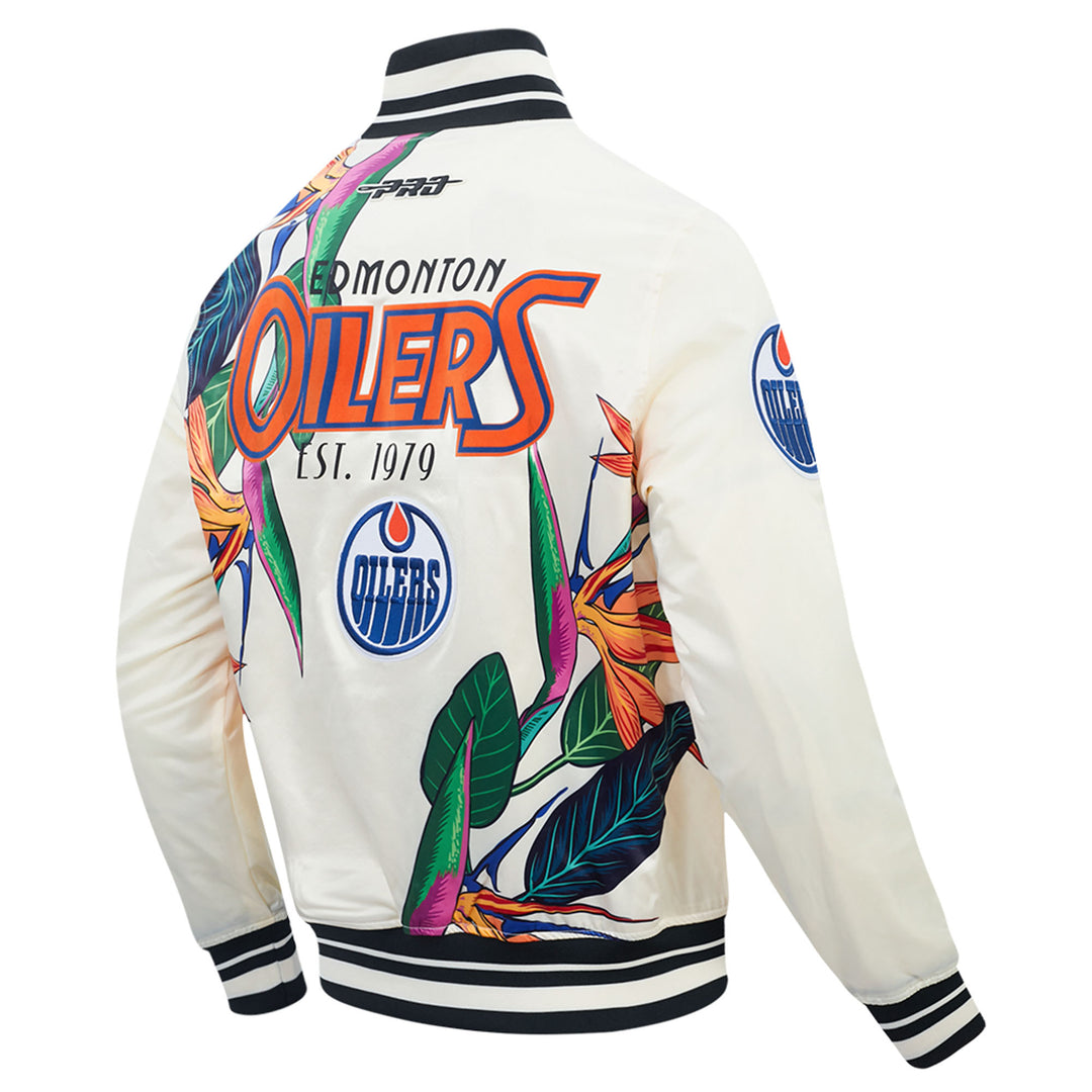 Edmonton Oilers Pro Standard Birds of Paradise Cream Full-Snap Jacket