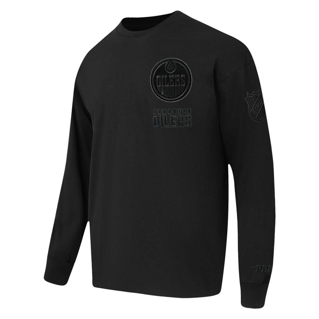 Edmonton Oilers Pro Standard Blackout Drop Shoulder Long Sleeve T-Shirt