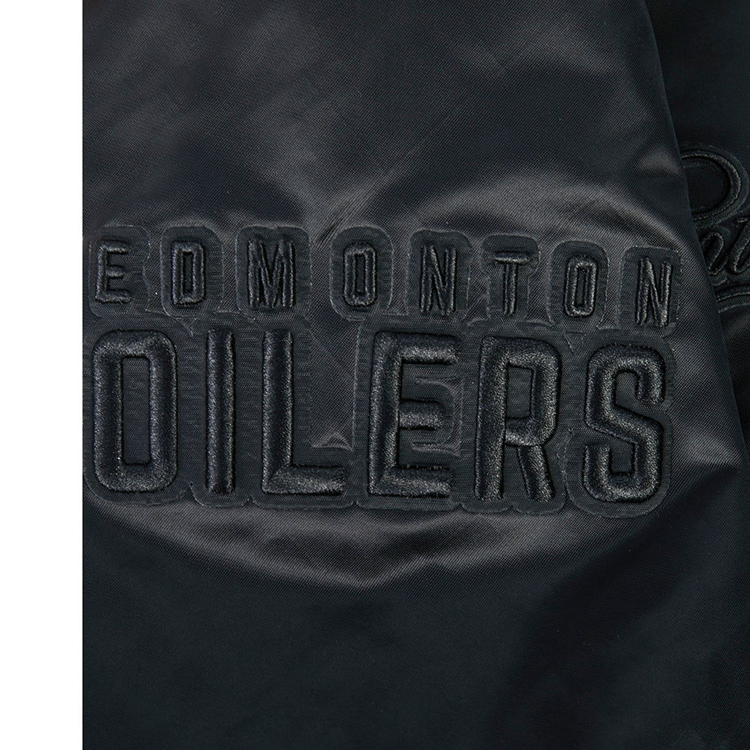 Edmonton Oilers Pro Standard Blackout Tonal Satin Jacket