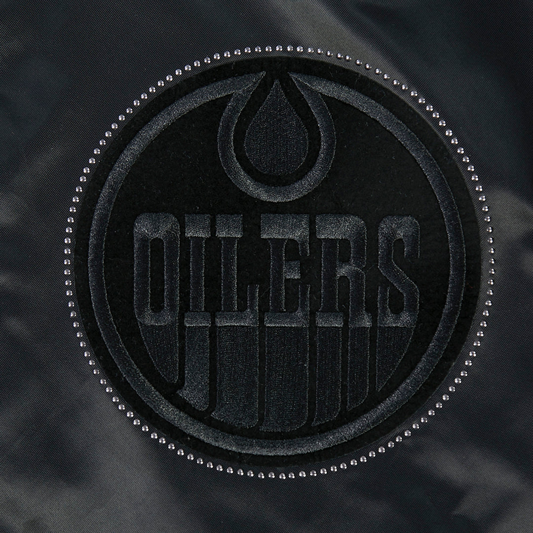 Edmonton Oilers Pro Standard Blackout Tonal Satin Jacket