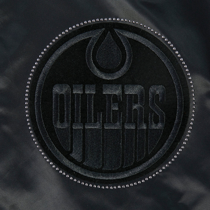Edmonton Oilers Pro Standard Blackout Tonal Satin Jacket