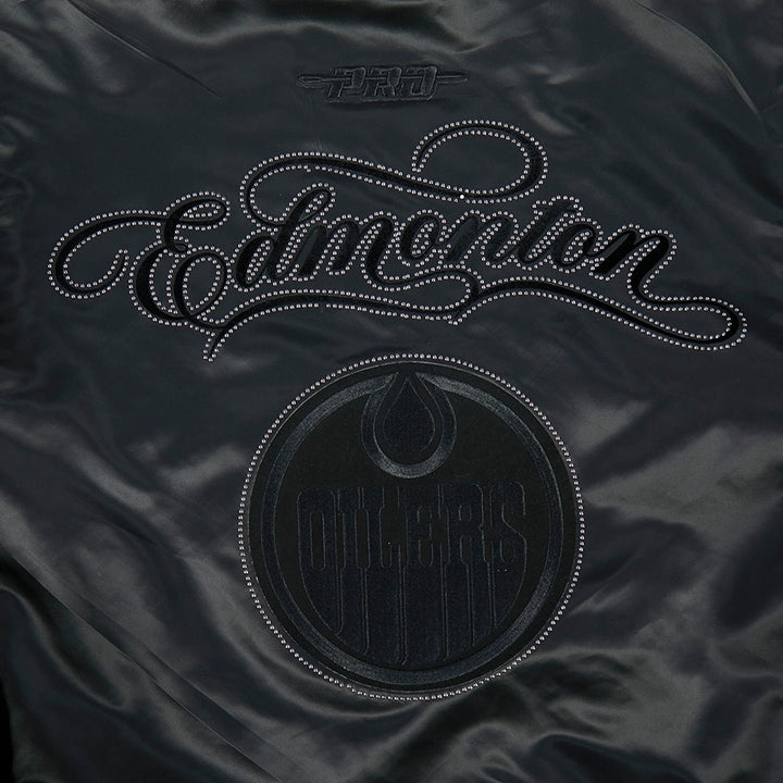 Edmonton Oilers Pro Standard Blackout Tonal Satin Jacket