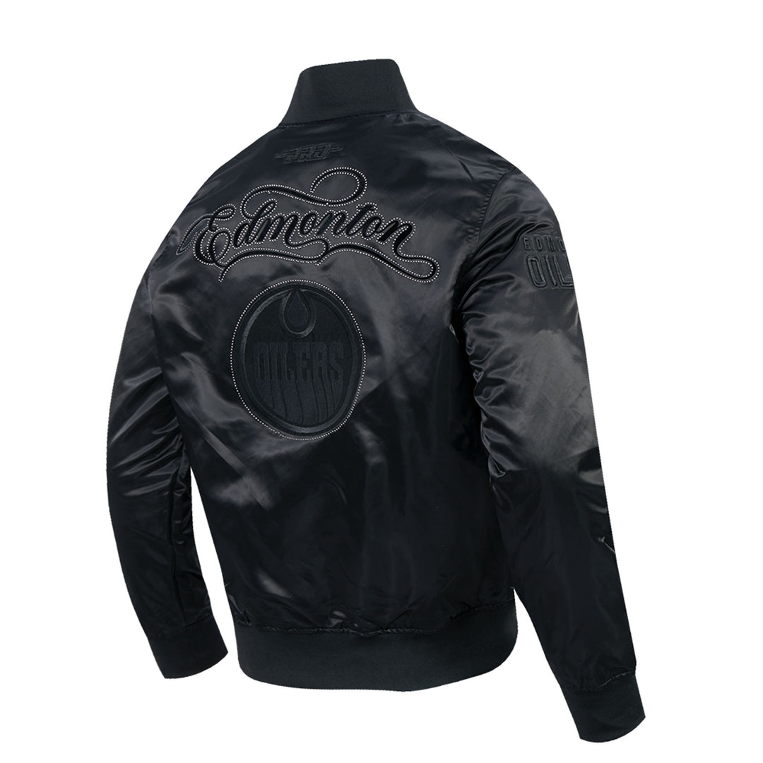 Edmonton Oilers Pro Standard Blackout Tonal Satin Jacket