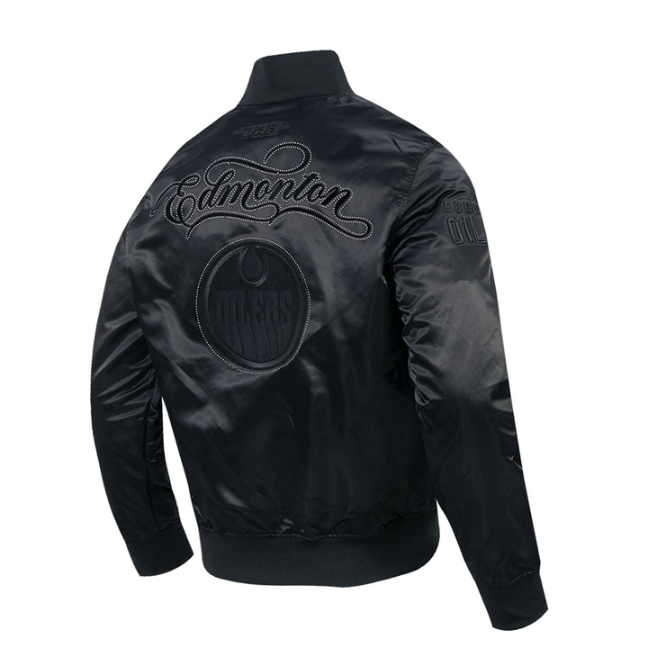 Edmonton Oilers Pro Standard Blackout Tonal Satin Jacket