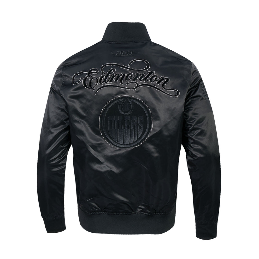 Edmonton Oilers Pro Standard Blackout Tonal Satin Jacket