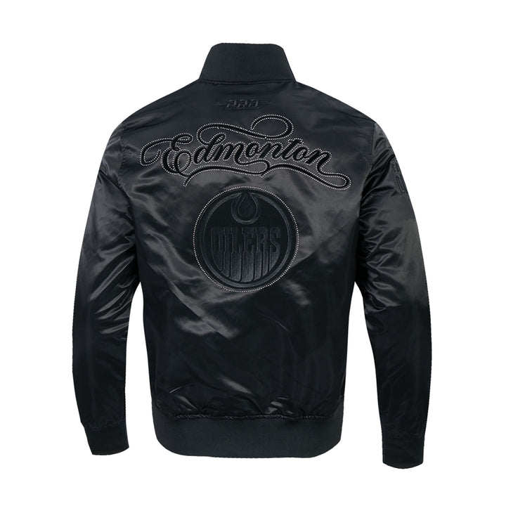 Edmonton Oilers Pro Standard Blackout Tonal Satin Jacket